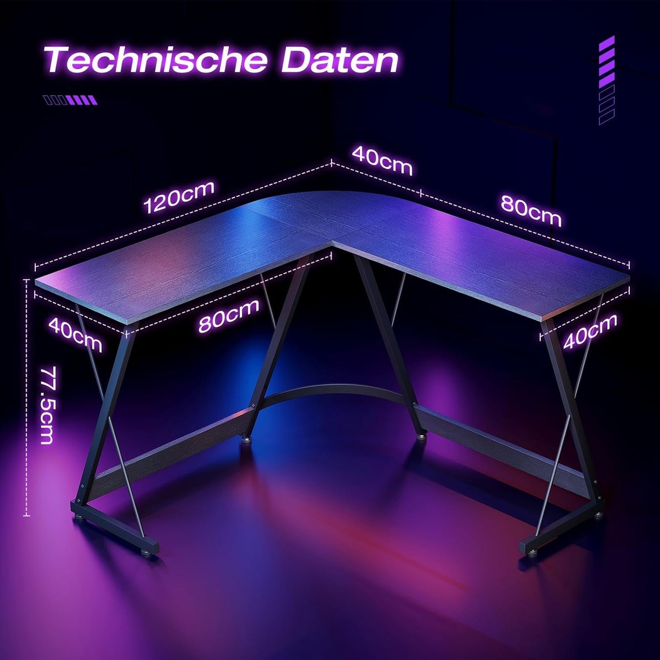 Schreibtische: Bürotisch schwarz, Schreibtisch 120x120x77cm, Computertisch – Neu und originalverpackt aus Zürich von MueDes 2