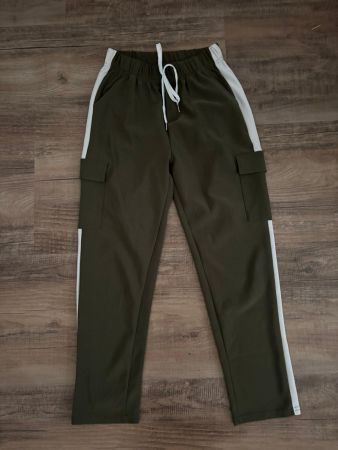 Trainer Freizeit Hose kaki/weiss - Grösse S/M