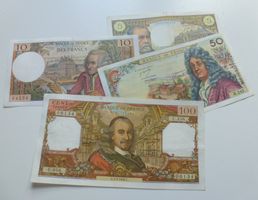 Lot ++ 4 alte Banknoten aus Frankreich ab 1968