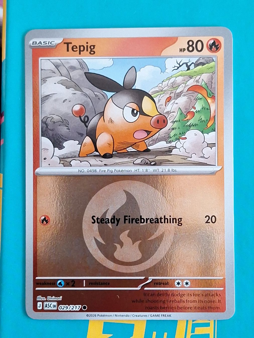 Pokémon Carte collezionabili: Tepig - Reverse Holo Energy - Ascended Heroes – Usato da Altstätten SG venduto da GGsGameshop