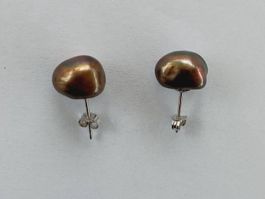 Barock Perlen Ohrstecker Silber Rhodiniert.
