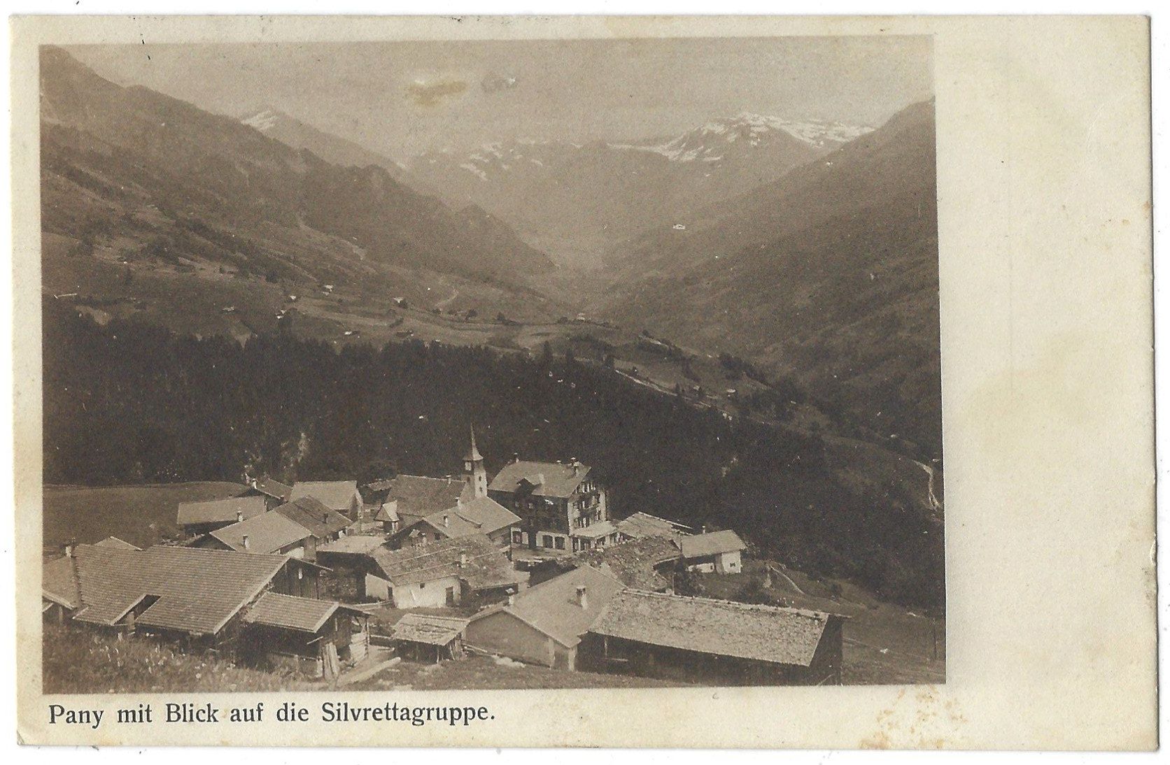 Cartoline postali: Pany  mit  Blick  auf  die  Silvrettagruppe – Usato da Bütschwil venduto da Jackson1A