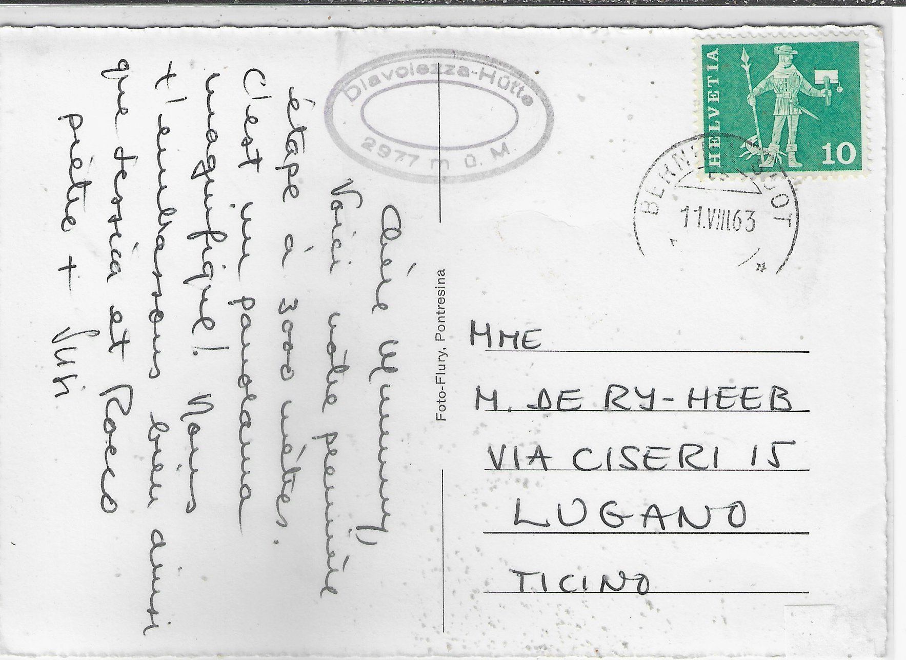 Cartoline postali: Diavolezzahütte mit Piz Palü – Usato da Ettingen venduto da Kartenplanet 1