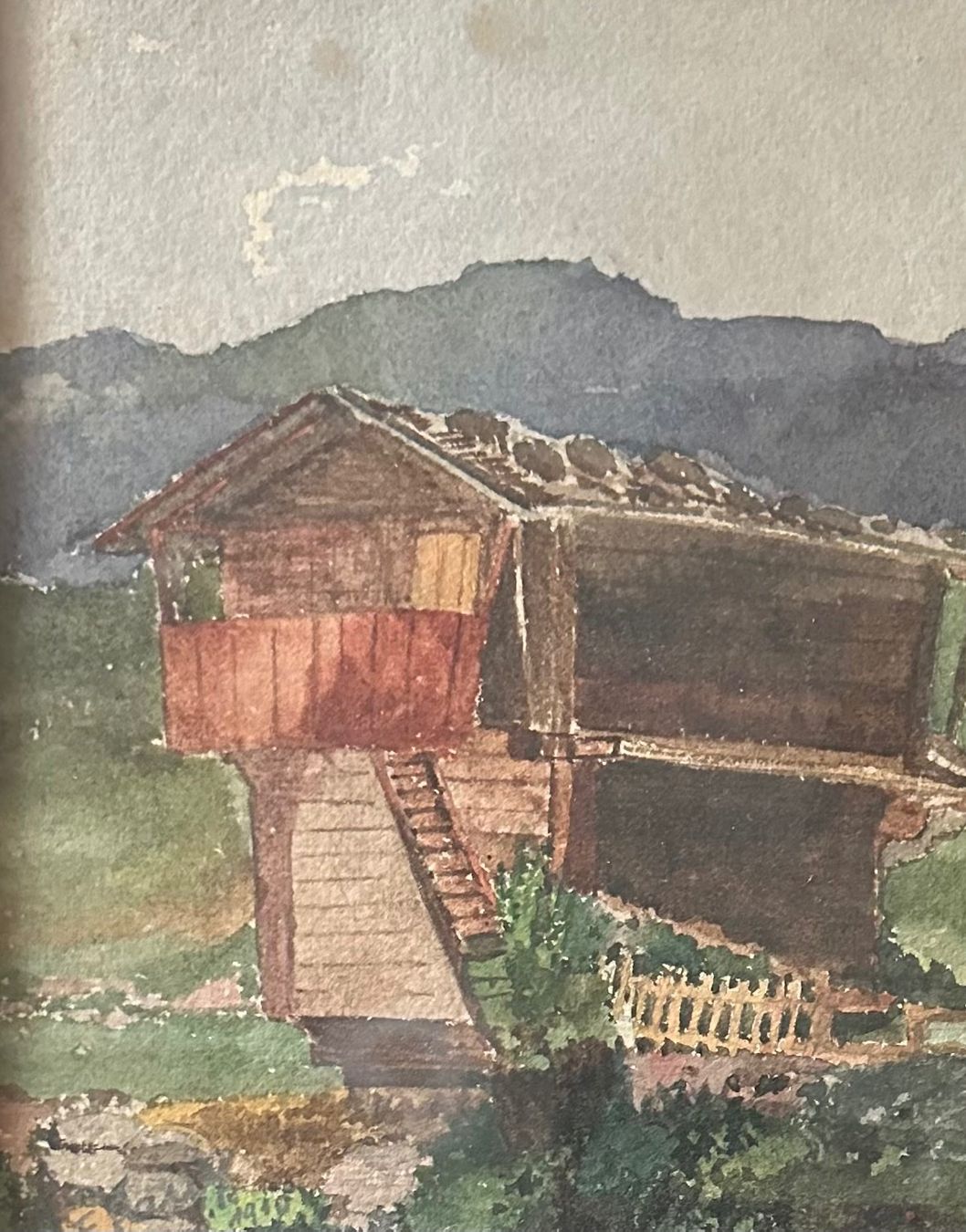 Gemälde: Fred Bauer (189-1985) Gartenhause Ansicht Aqurell – Gebraucht aus Root von  2