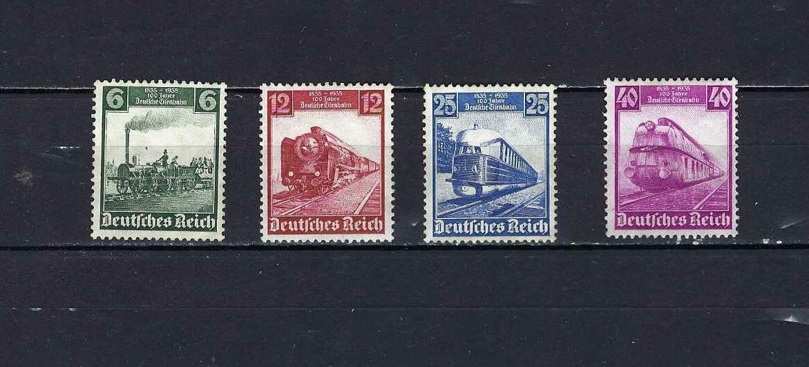 Tutti i francobolli: DR 1935 Deutsche Eisenbahn 580 - 583 ** – Nuovo e nell'imballaggio originale da Altstätten SG venduto da euro010