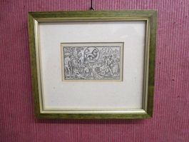 Holzstich um 1880 Bauersleut beim Ernten