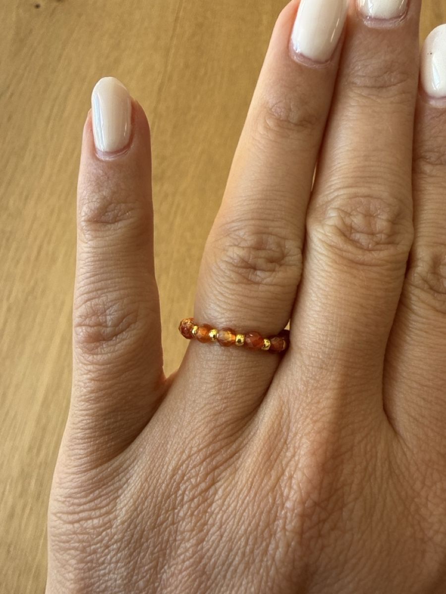Ringe: Oranger Onyx Ring - 2-3mm facettierte Perlen- neu – Neu (gemäss Beschreibung) aus Sonnental von sop_9scm 1