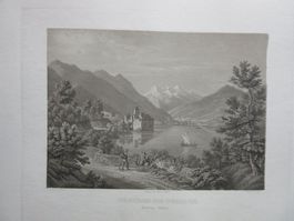 SCHLOSS CHILLON  AQUATINTA BLATTGRÖSSE CA. 32X25 CM ZUSTAND