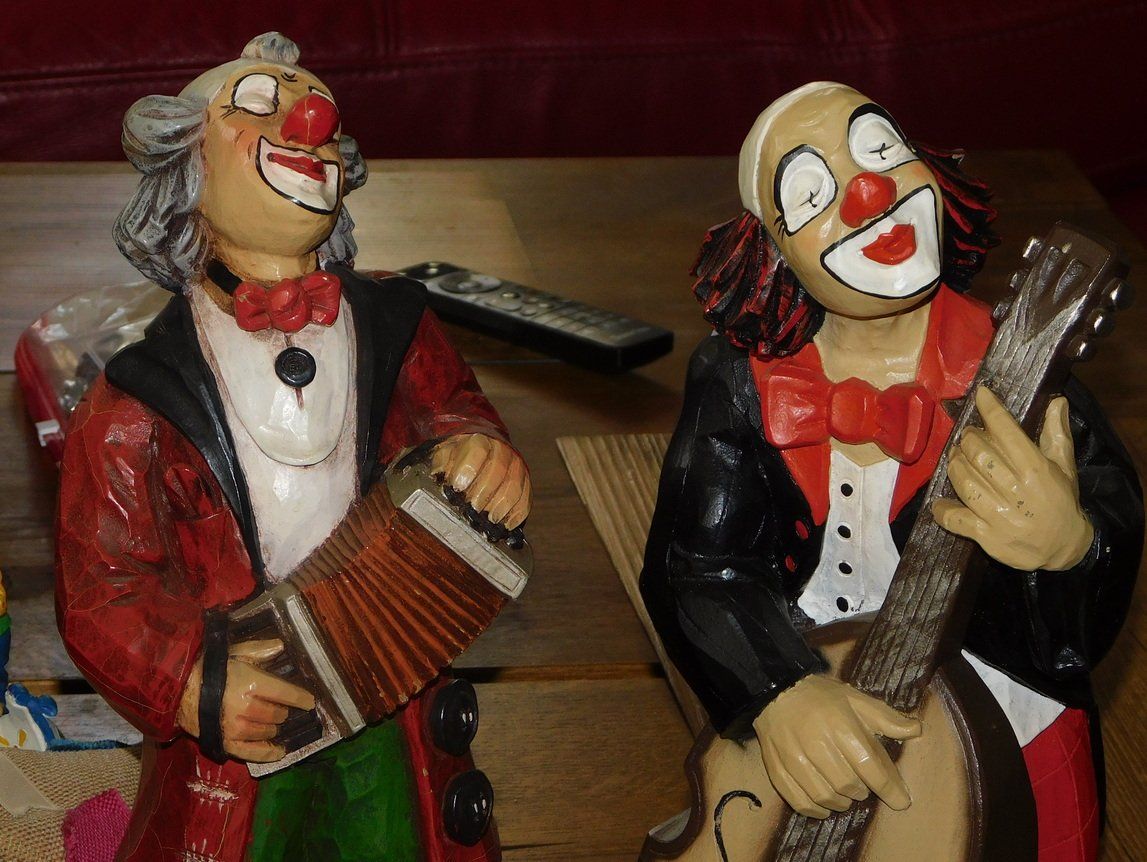 Statuette: 4 Gilde Clowns, Musiker ca. 34 cm – Usato da Villnachern venduto da Schnugelchen 1