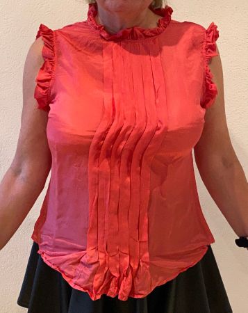Top rot gerüscht ohne Arm Gr. 38 / 40 Plissée sexy (Nr. 34)