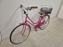 Damenfahrrad Totem Classic pink mit Korb 28 Zoll