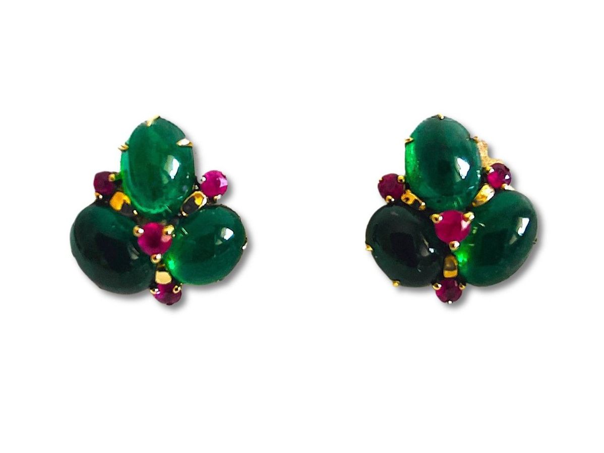 Orecchini pendenti & Orecchini a lobo: Smaragd und Rubin Ohrstecker, 18K Gold – Nuovo e nell'imballaggio originale da Rümlang venduto da 21f