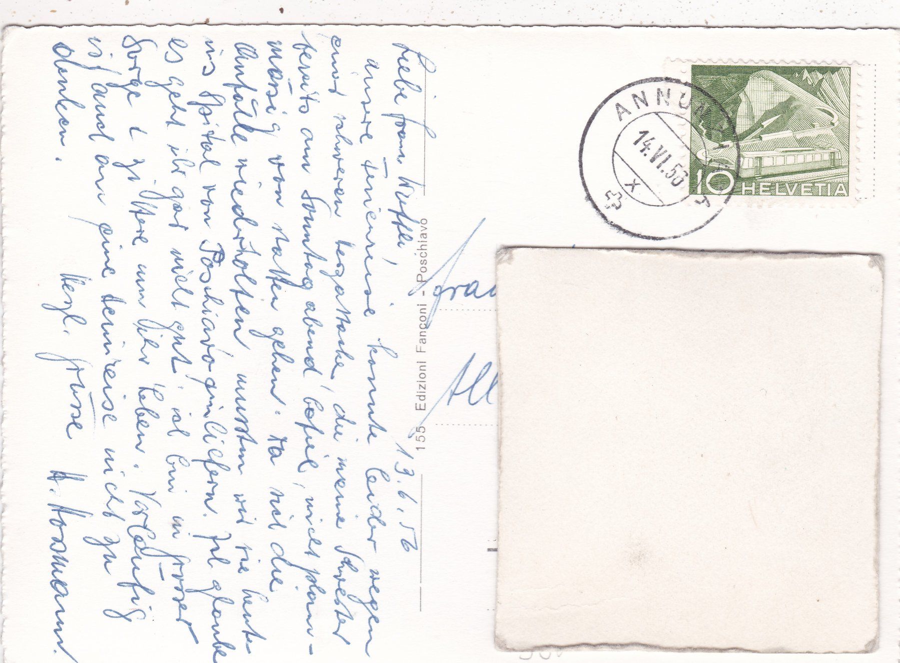 Cartoline postali: Brusio 1956 – Usato da Herisau venduto da Lisegrat2008 1