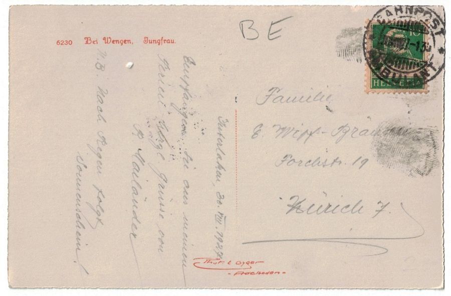 Cartoline postali: Bei Wengen, Jungfrau – Usato da Frauenfeld venduto da POML 1