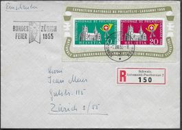 1955 R/ Brief Lausanne BLOCK ZH Bundesfeier-o 1.VIII. ab 1.-