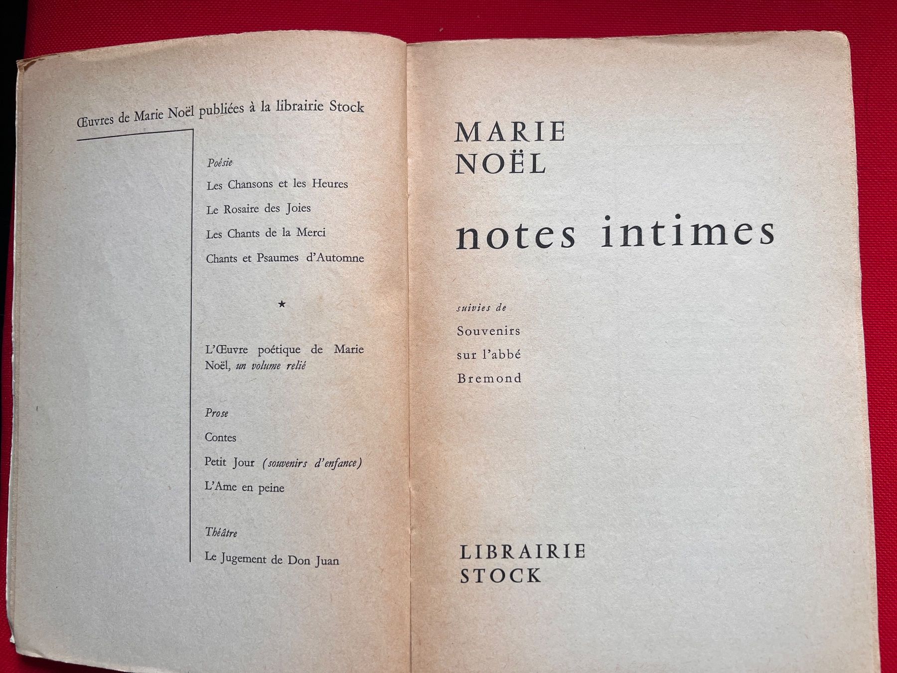 Bücher: Marie Noël, Notes intimes, Stock, 1959 – Gebraucht aus Cugy VD von mafige 1