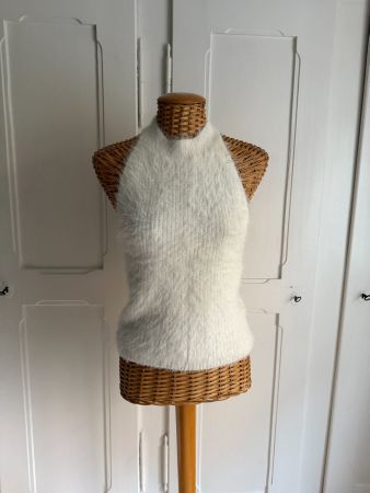 ZARA - Neckholder Top offweiss kuschelig L
