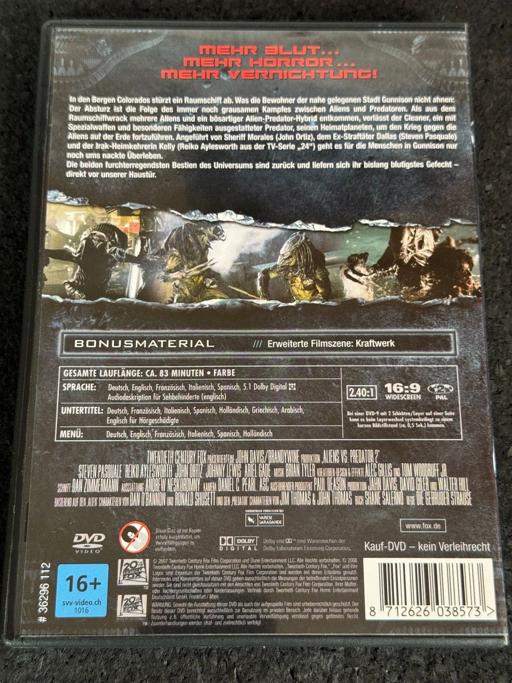 Tutti i DVDs: Aliens vs Predator 2 DVD DE/EN/FR/IT/SP – Usato da Fribourg venduto da tschjoly 1