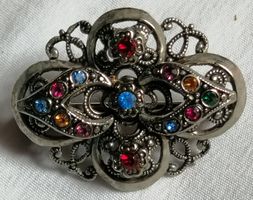 Silber – Vintage Silberbrosche mit vielen Glitzersteinchen