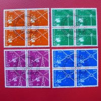 1952, Nachrichtenwesen: 309-312, 4er-Blöcke mit Ersttags-O!