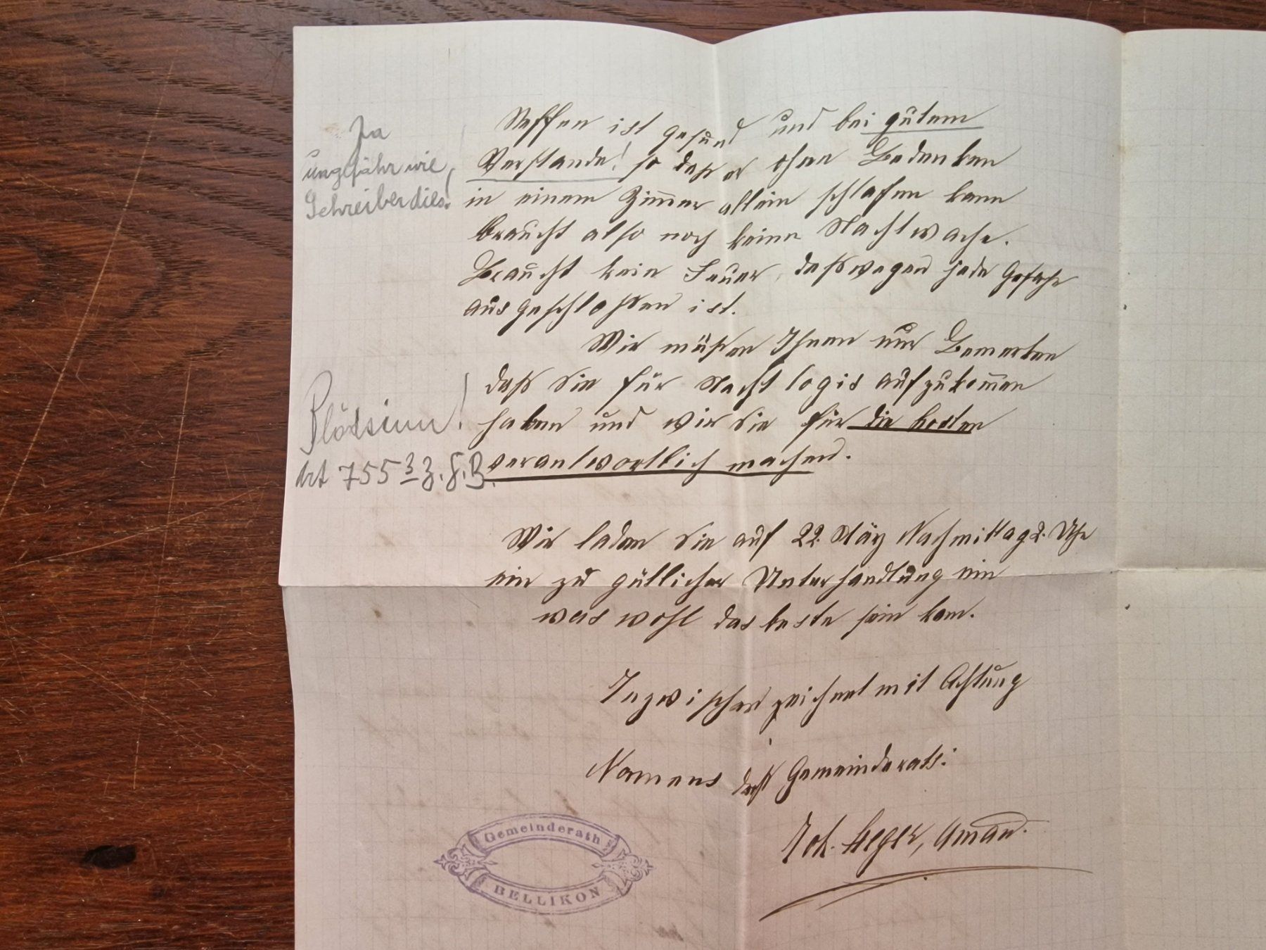 Documenti: Brief Gemeinderat BELLIKON März 1914 – Usato da Aesch LU venduto da briefmarken.uray 3