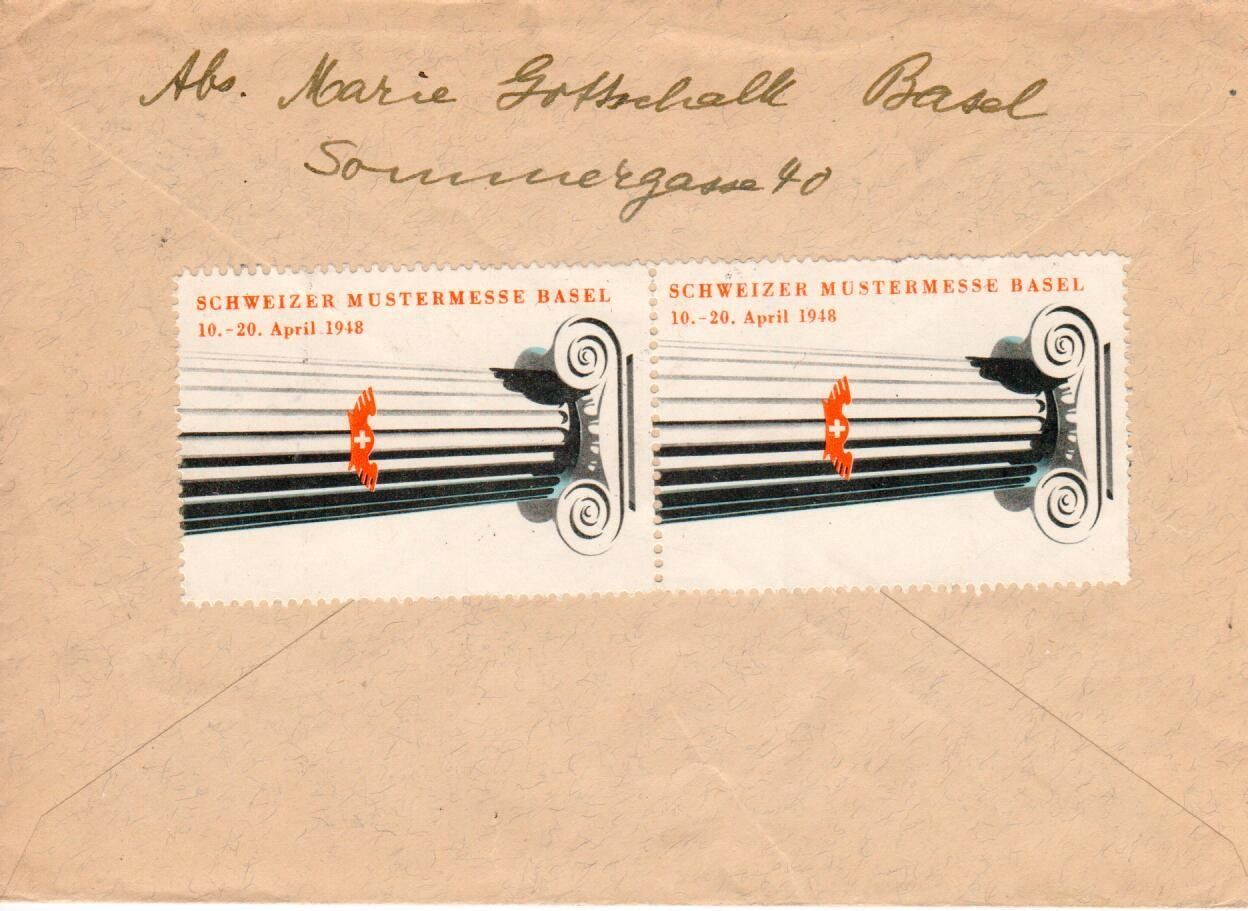 Tutti i francobolli: Brief, Basel - Deutschland, Vignette Mustermesse Basel 1948 – Usato da Wolhusen venduto da Curver9 1