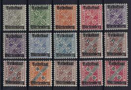 Württemberg 1919 Dienstmarken postfrisch mit Falzspuren