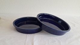 2 Keramik Blumenuntersetzer 26 cm dunkelblau