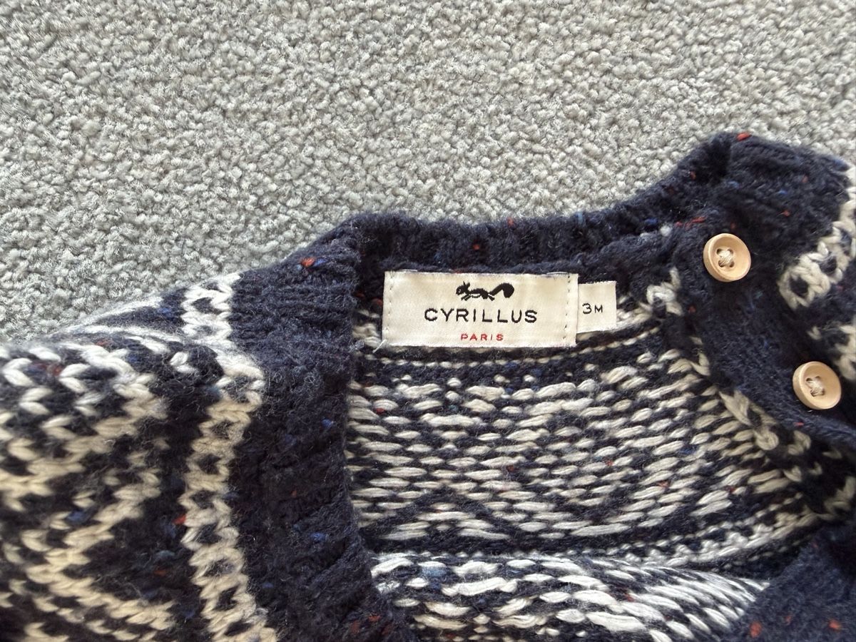 Cyrillus Maglioni & Felpe: Babypullover Cyrillus blau gemustert Grösse 3M – Usato da Basel venduto da cib_2dqm 1
