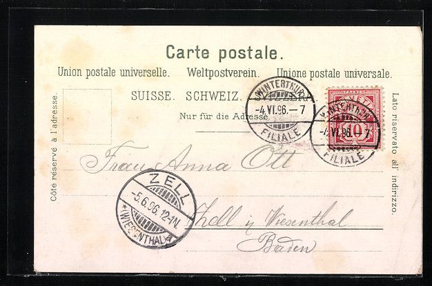 Cartoline postali: Litho Winterthur, Ortsansicht mit Weitbl – Usato da Berlin venduto da bartko-reher 1