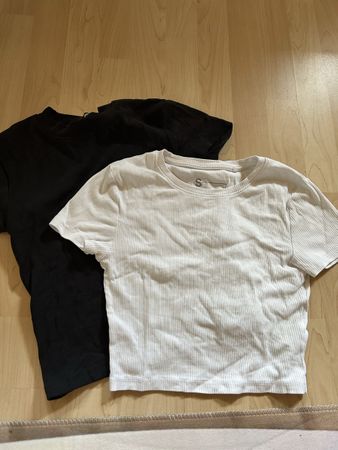2er-Pack Damen T-Shirts Schwarz & Weiss 