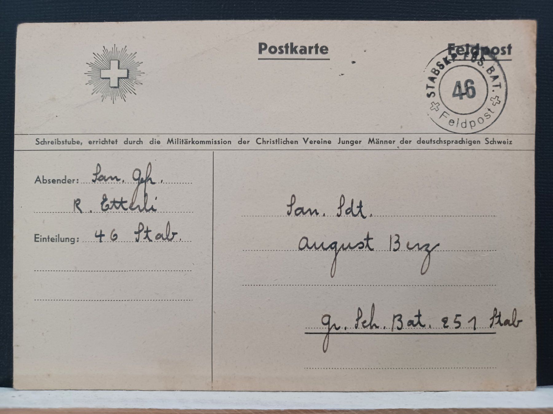 Tutti i francobolli: 2 x Feldpost, Stabs Bat + Reg, 1939 – Usato da Aarau Rohr venduto da mgvw 2