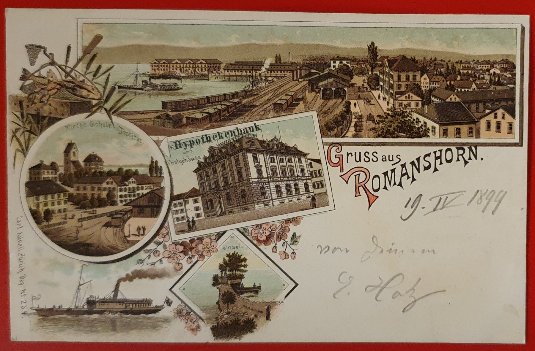 Cartoline postali: Gruss aus Romanshorn 1899 – Usato da Kreuzlingen venduto da Rschweiz1