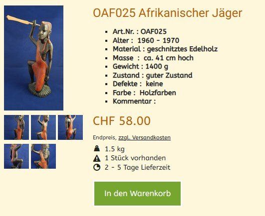 Statuette: Figur OAF025  ,   Sammlungsauflösung – Usato da Hagenbuch ZH venduto da cougar1 1