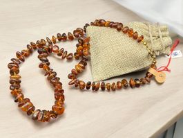 Antike Bernstein Halskette Cognac 70cm