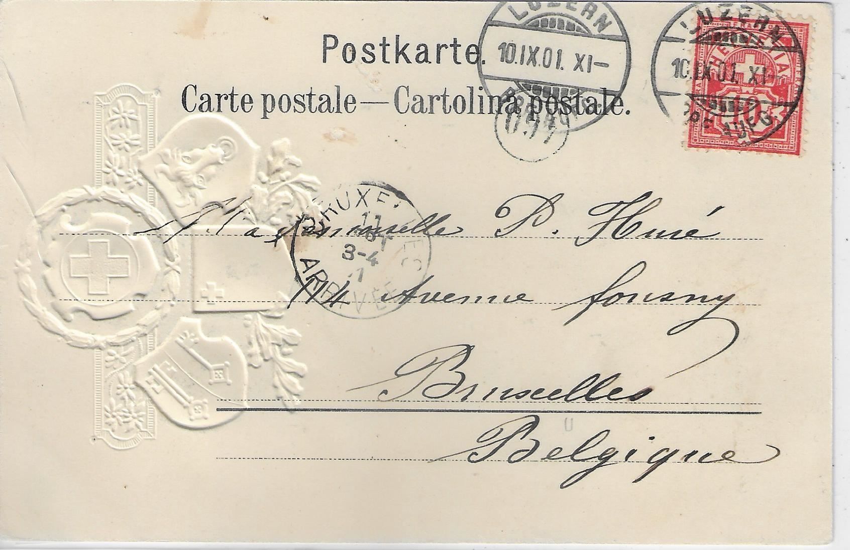 Cartoline postali: Beckenried - Präge-Litho 1901 – Usato da Ettingen venduto da Kartenplanet 1