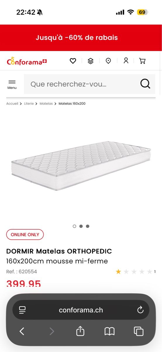 Matelas: Matelas 160x200 – D'occasion à Moutier par berdatcassandra