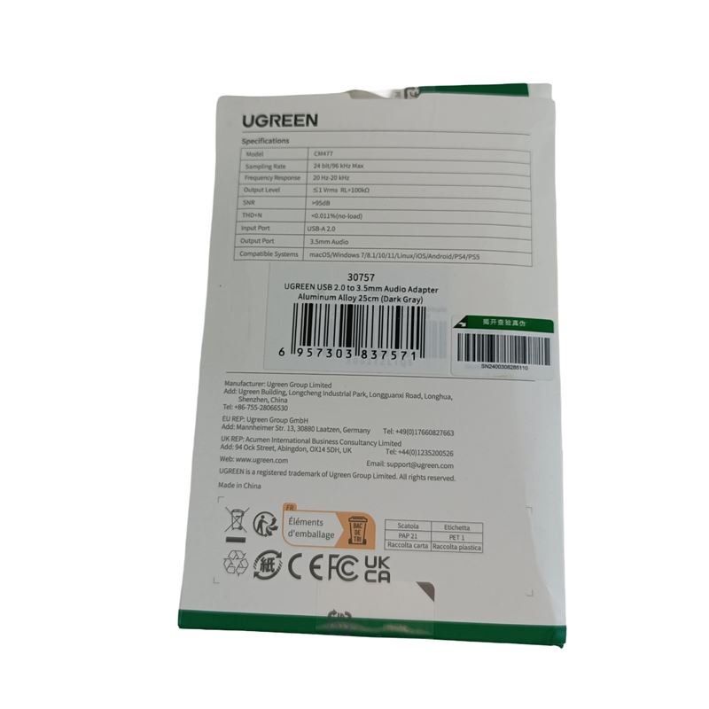 Ugreen Unità & Adattatore: UGREEN USB Stereo Sound Adapter – Nuovo (secondo la descrizione) da Luzern venduto da Restwert_Luzern 2
