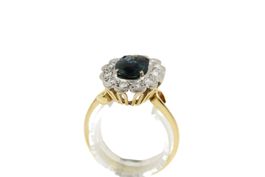 Vintage Entourage Saphir Diamant Ring 18K Gelbgold *S2818