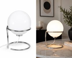 Vintage Space Age Tischlampe – Opalglas & Chrom