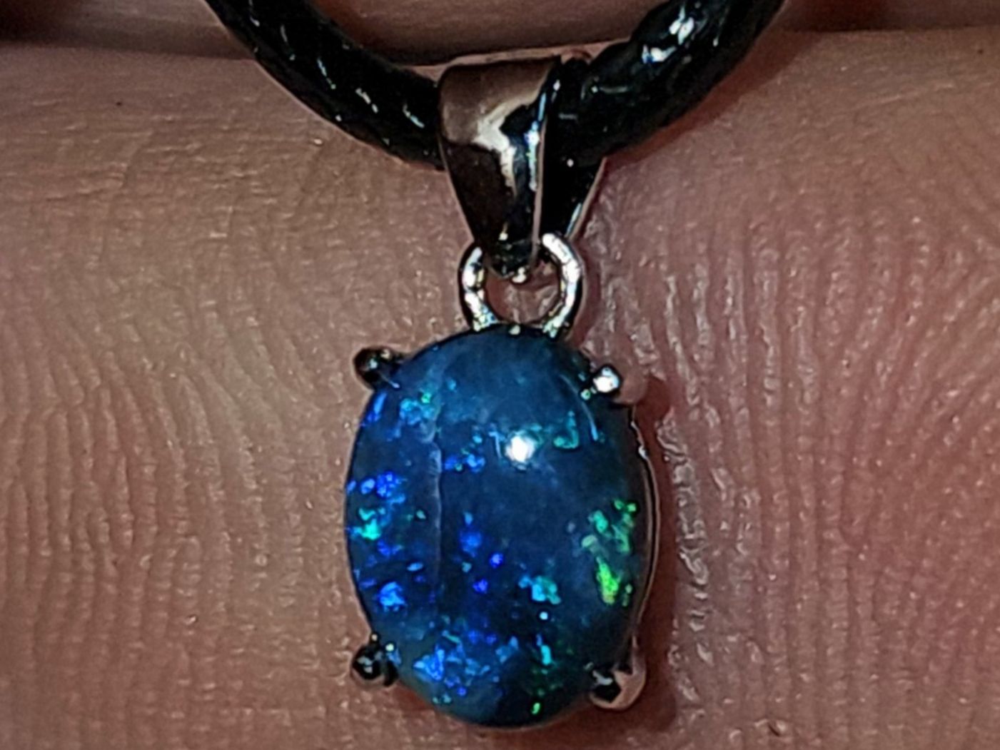 Edelsteine: Natürlicher australischer Blackopal Silber-Anhänger – Neu und originalverpackt aus Uerkheim von Winwinner 1