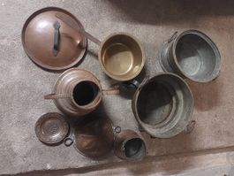 Konvolut grosse alte Kupfer- und Metallgefässe