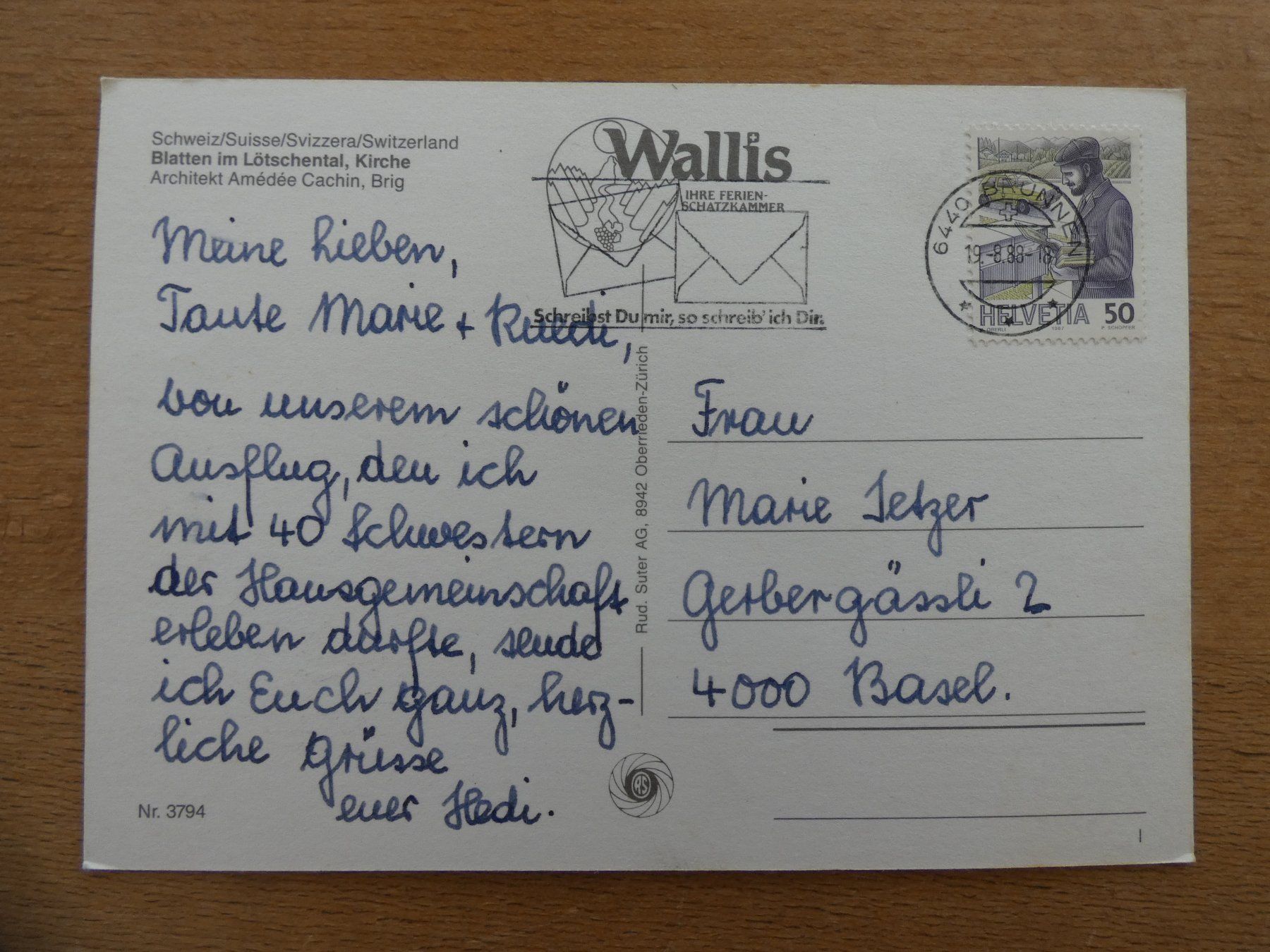 Cartoline postali: AK von BLATTEN im Lötschental 1983 – Usato da Münchwilen TG venduto da sirnmu 1