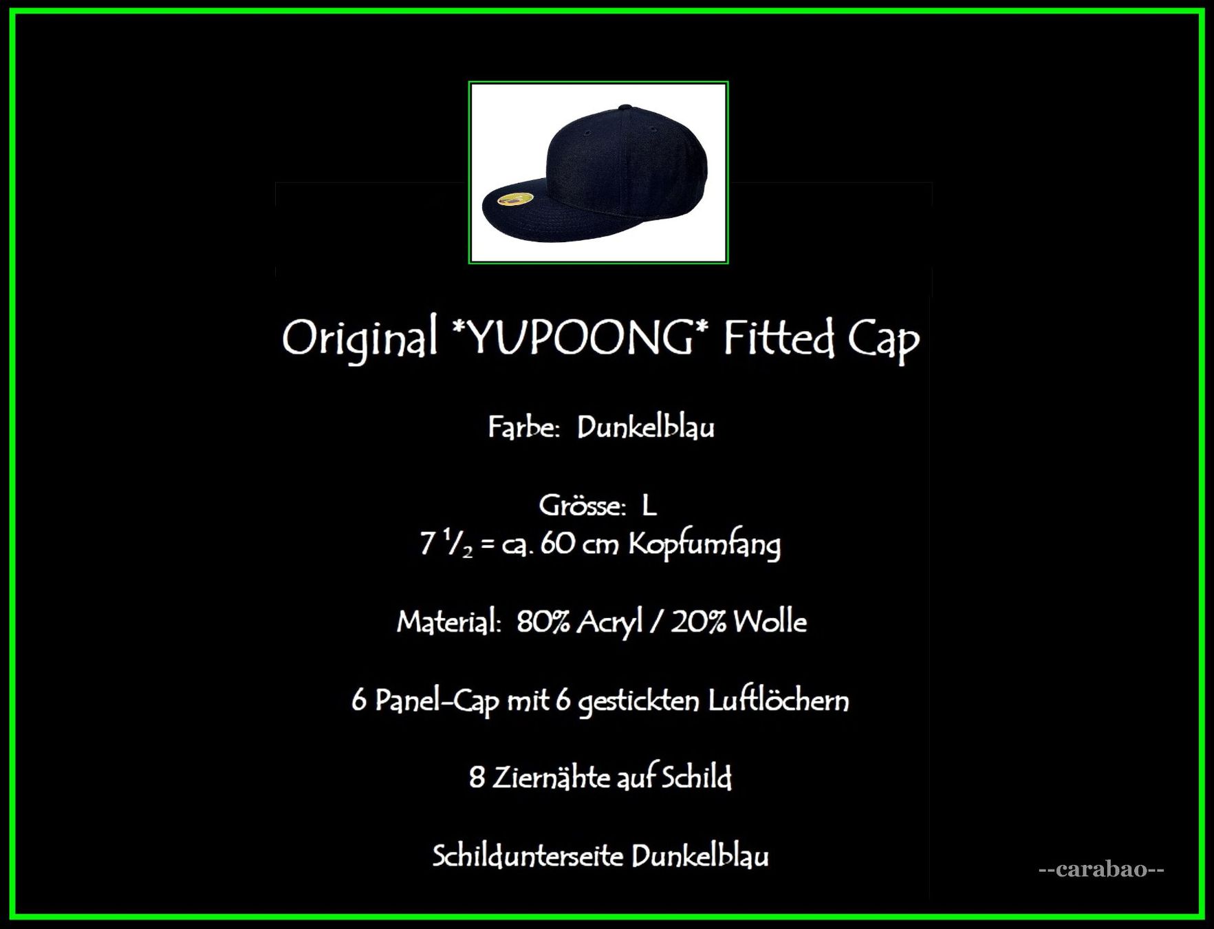 Copricapi, berretti & cappellini: Original YUPOONG Fitted Cap / Dunkelblau / Gr. L – Nuovo (secondo la descrizione) da Winterthur venduto da -carabao- 7