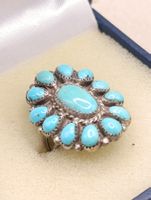 Vintage 925er Silber JANE PASELENTE Ring Natur Türkise Top