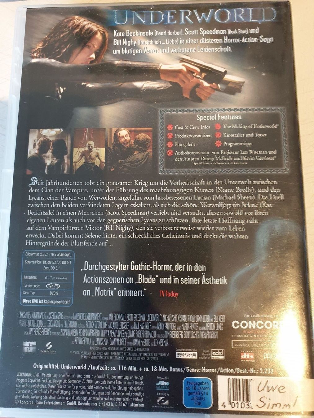 Tutti i DVDs: DVD Underworld – Usato da Felben-Wellhausen venduto da Brummbaer90 1