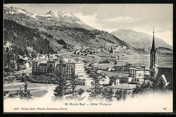 Ansichtskarten: St. Moritz-Bad, Hotel Victoria mit Kirch – Gebraucht aus Berlin von bartko-reher