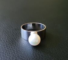 750 Weiss Gold Ring Mit Perle