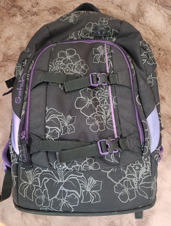 Gebrauchter Satch Schulrucksack purple Hibiscus!