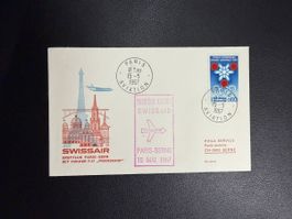 Swissair Erstflugbrief Paris - Bern 1967